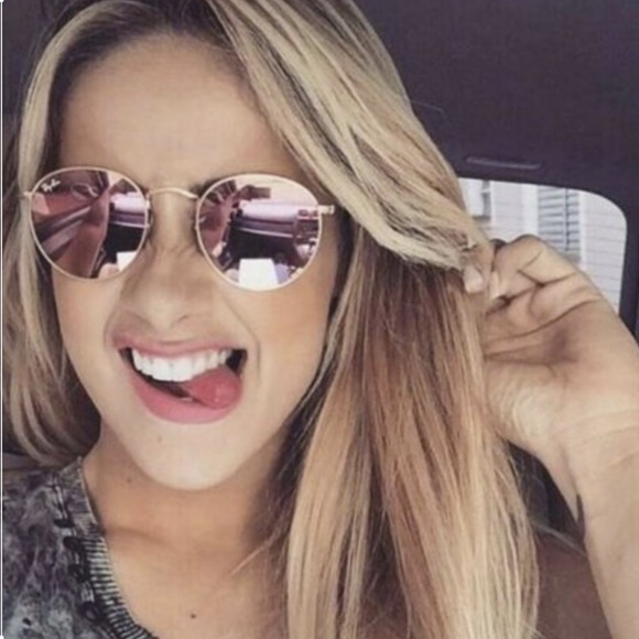 Ray-Ban Accessories - Ray Ban RB3447 Round Metal Sunglasses Pink Gold